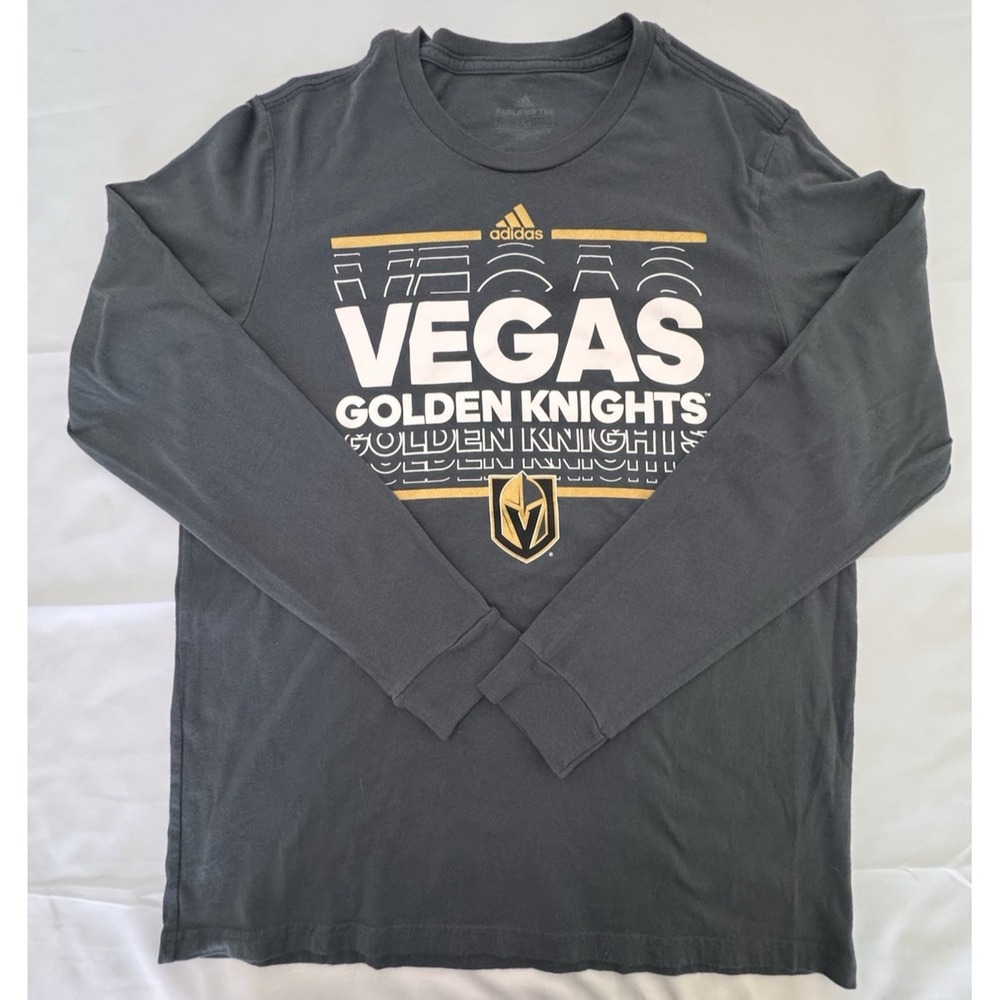 Adidas Vegas Golden Knights T-Shirt Mens Long Sleeve Gray Large Hockey NHL